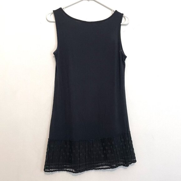LOGO BY LORI GOLDSTEIN Layers Tank Top with Broomstick Hem Black Polka Dot Mesh - Picture 13 of 16